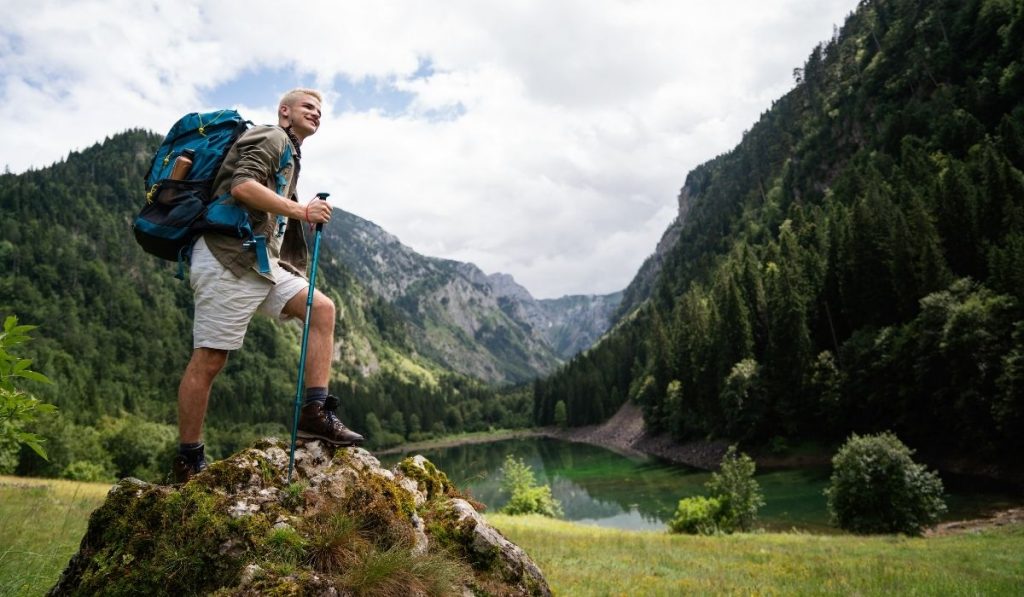 happy hiker reaching a goal - ee220319