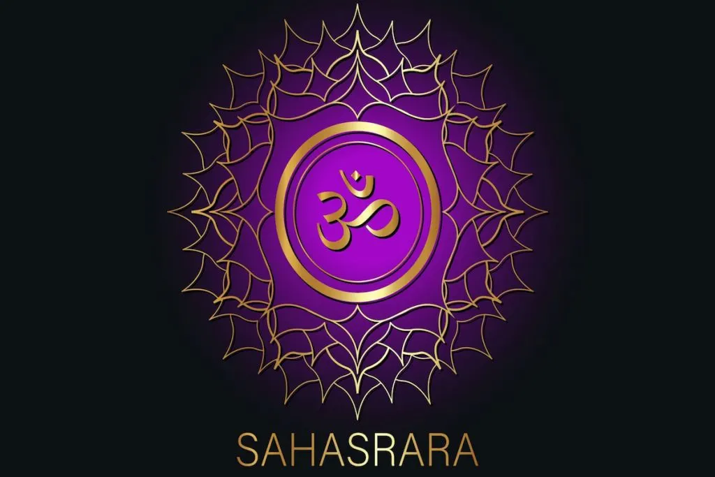 Crown Chakra (Sahasrara) Symbol on black background