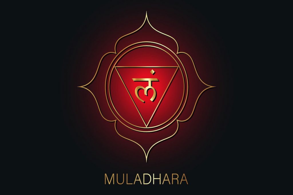 Root Chakra (Muladhara) Symbol on black background