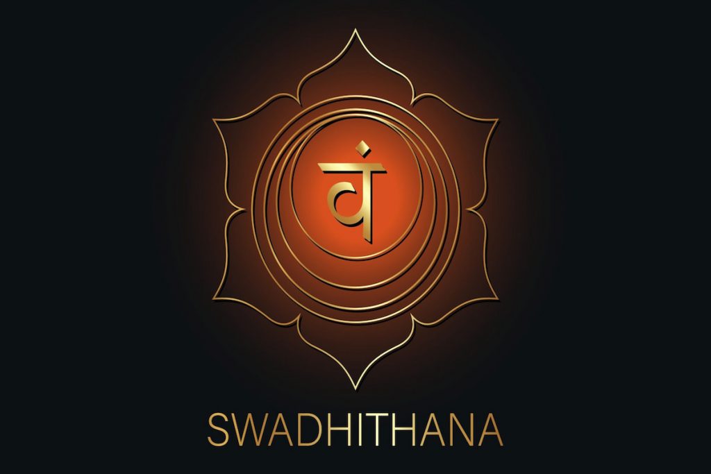 Sacral Chakra (Swadhisthana) Symbol on black background