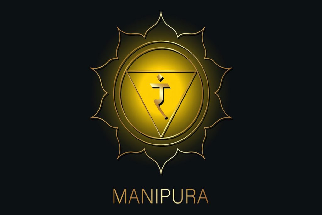 Solar Plexus Chakra manipura symbol on black background
