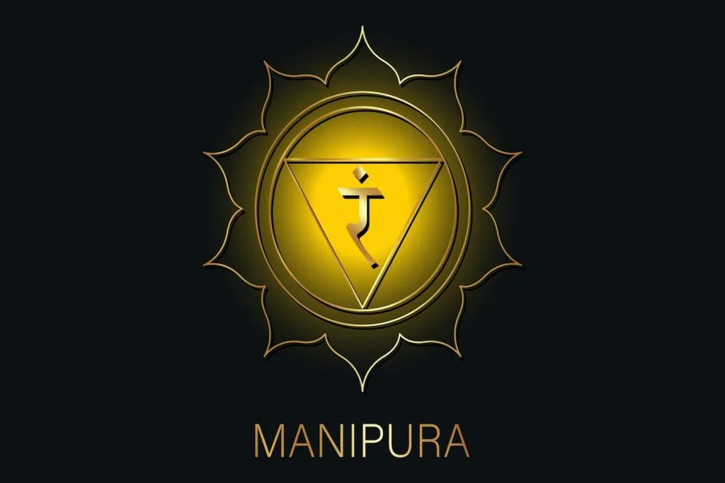 Solar Plexus Chakra manipura symbol on black background